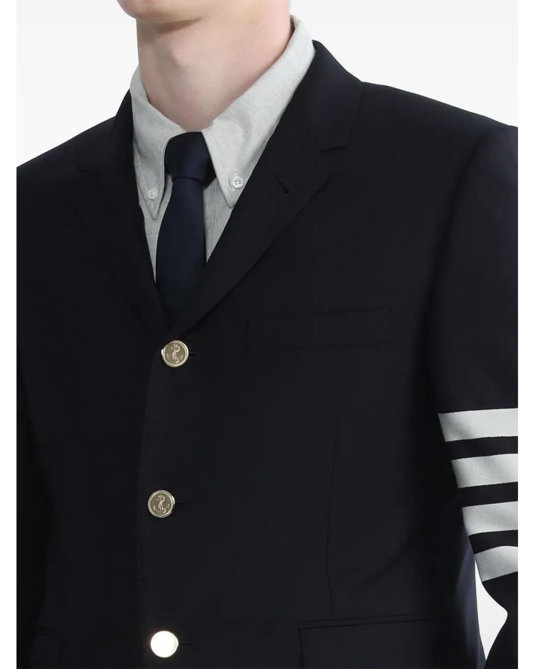 Thom Browne Blue Plain Weave 4-Bar Sportcoat for men