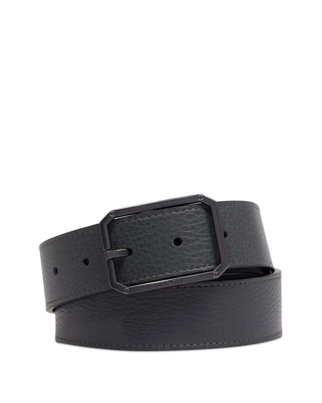 Lancel Black Leather Buckle Belt for men