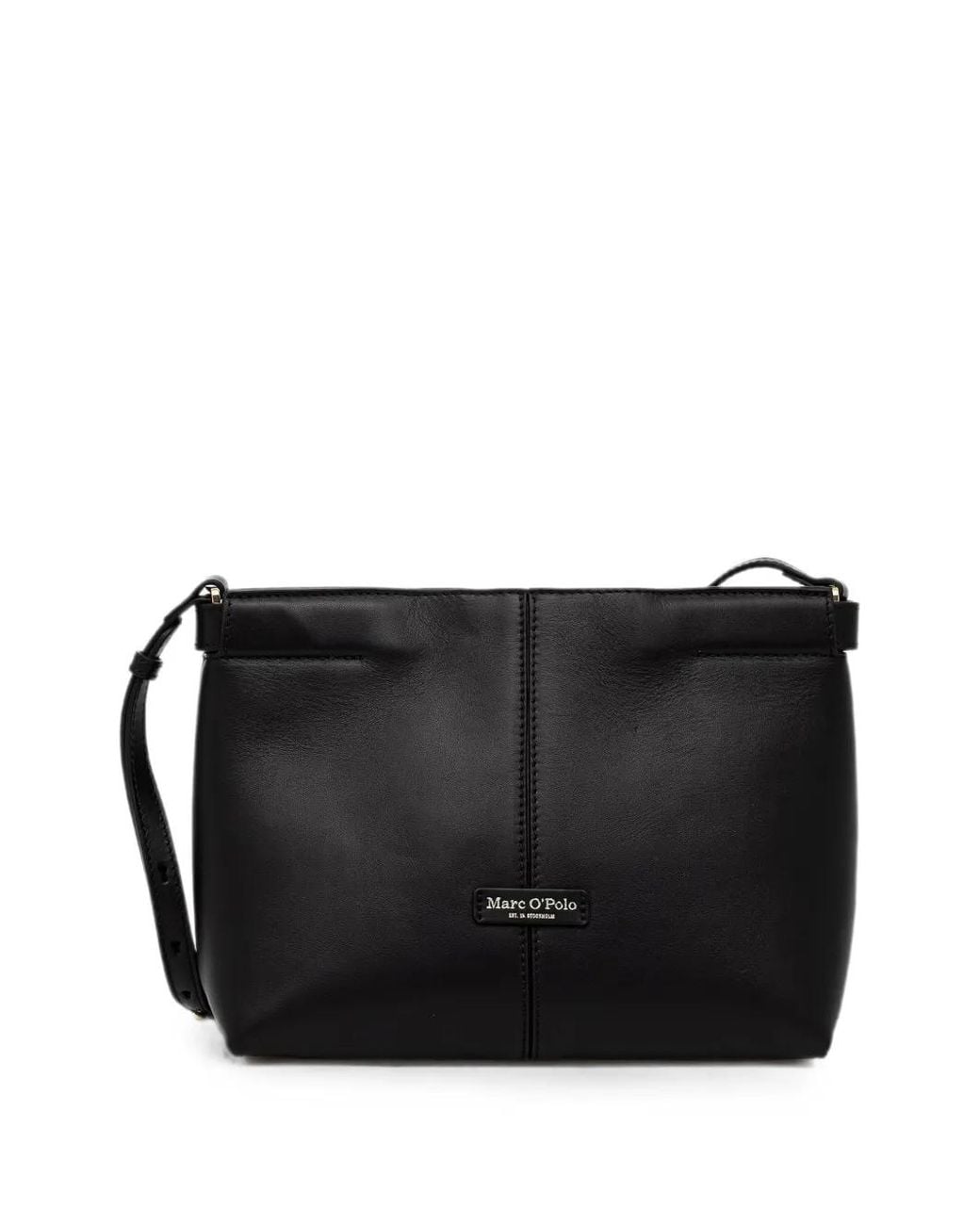 Marc O' Polo Black Logo-Patch Leather Tote Bag