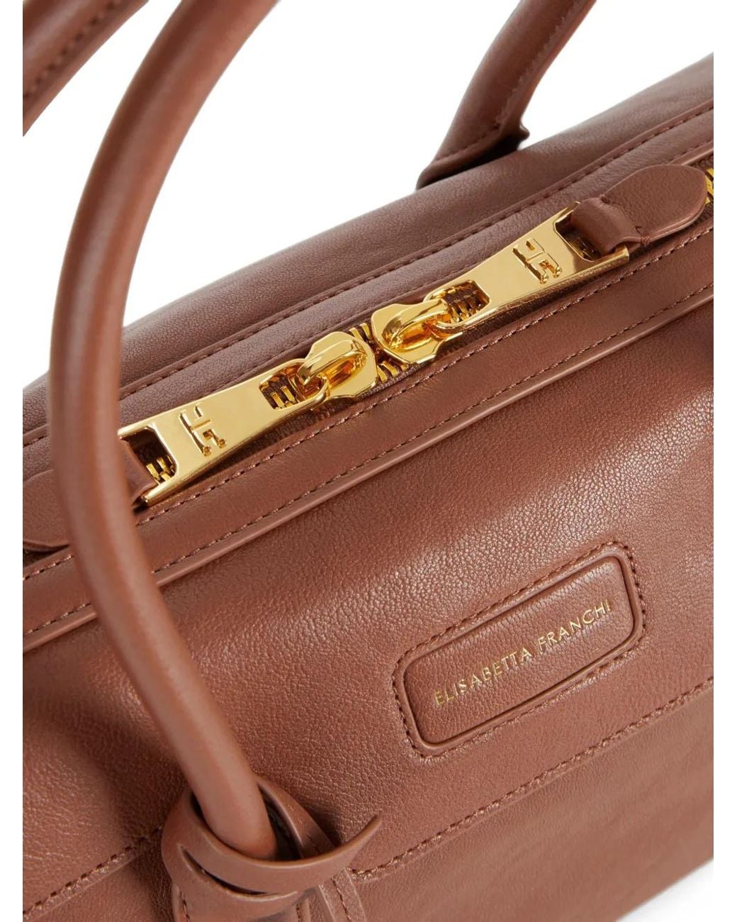 Elisabetta Franchi Brown Medium Boston Bag