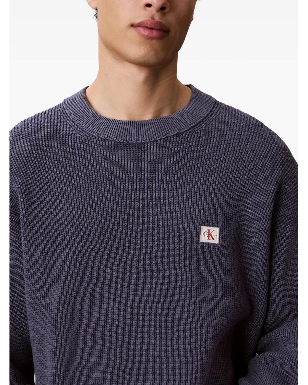 Pull En Maille Gaufrée À Patch Logo Calvin Klein pour homme en coloris Blue