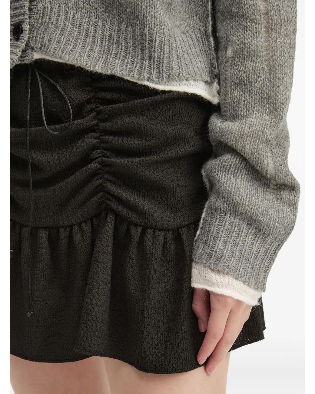 B+ AB Black Ruffle-Hem Mini Skirt