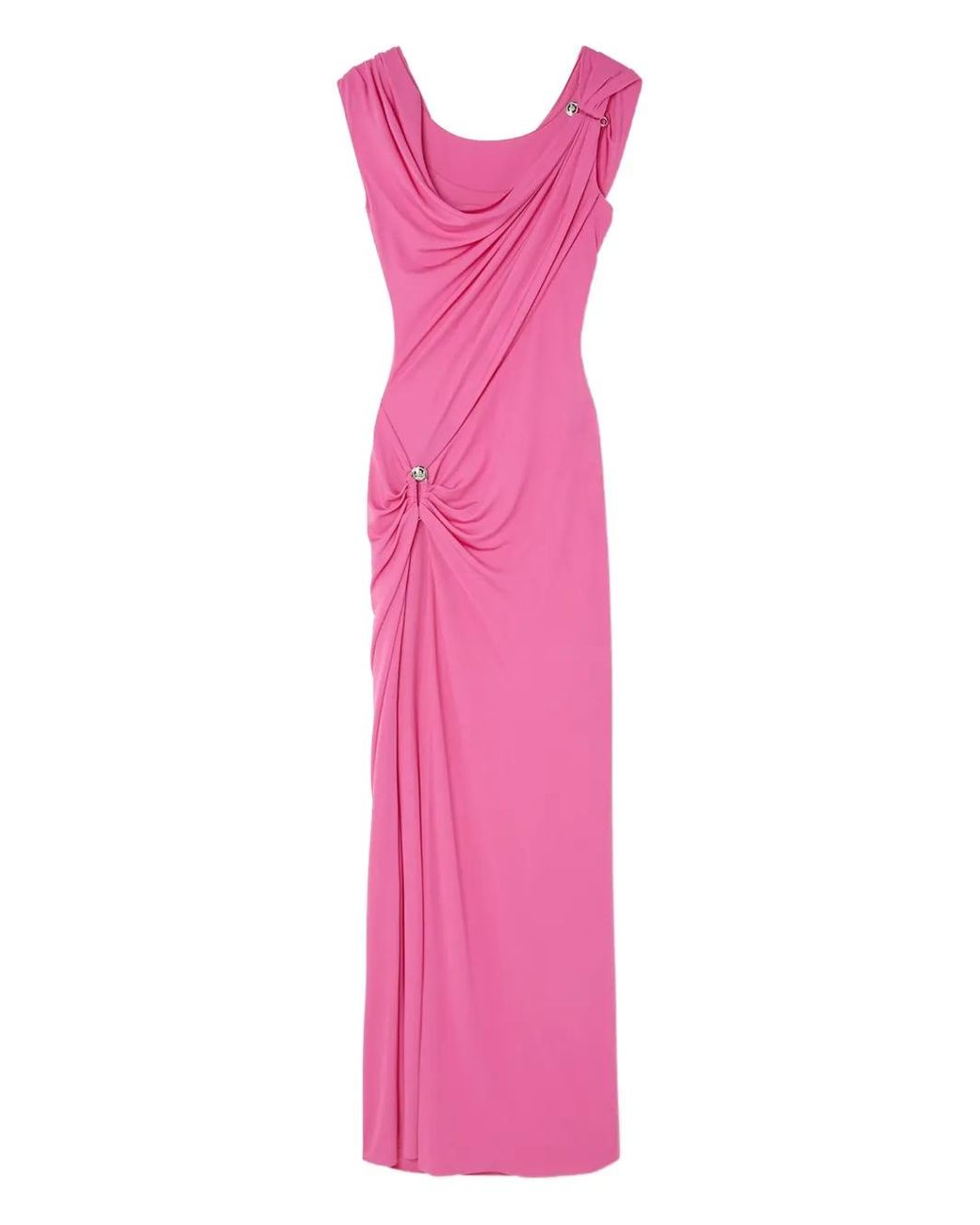 Versace Pink Dress With Decorative Safety Pin And Draping