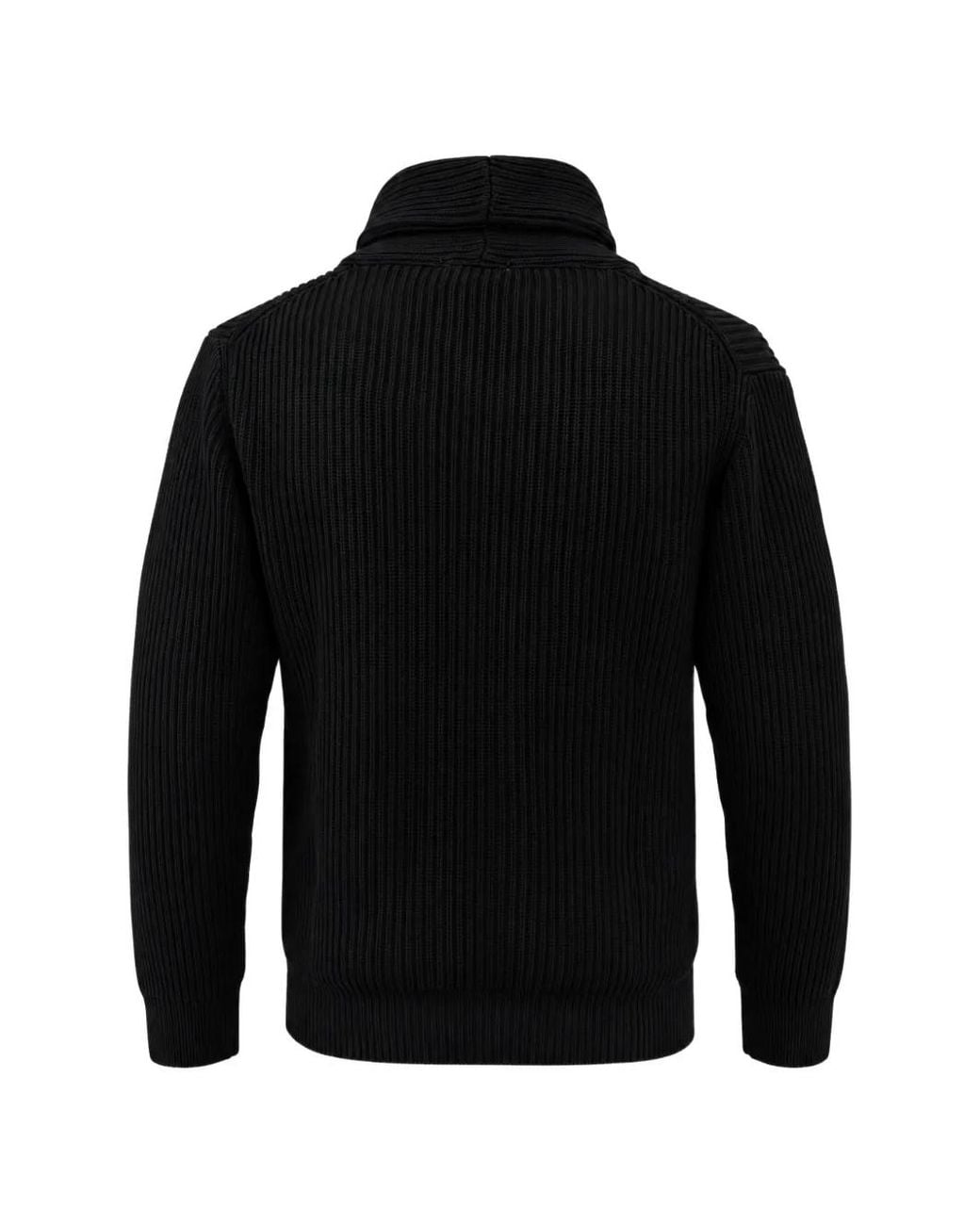 Franzese Collection Black Steve Mcqueen Ribbed-Knit Cardigan for men