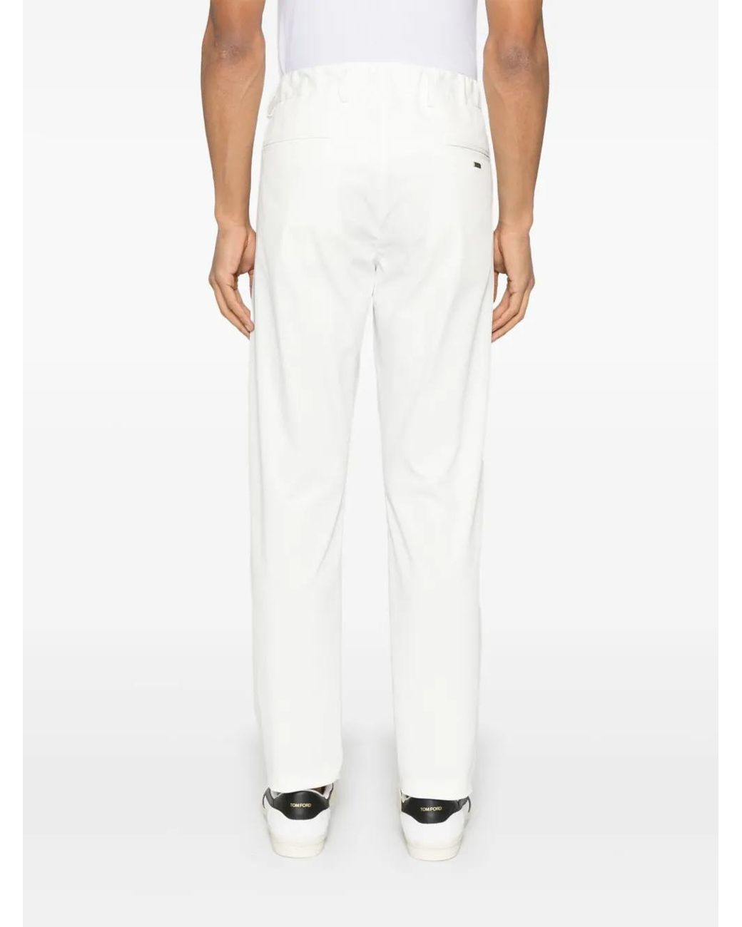 Herno White Cotton Trousers for men