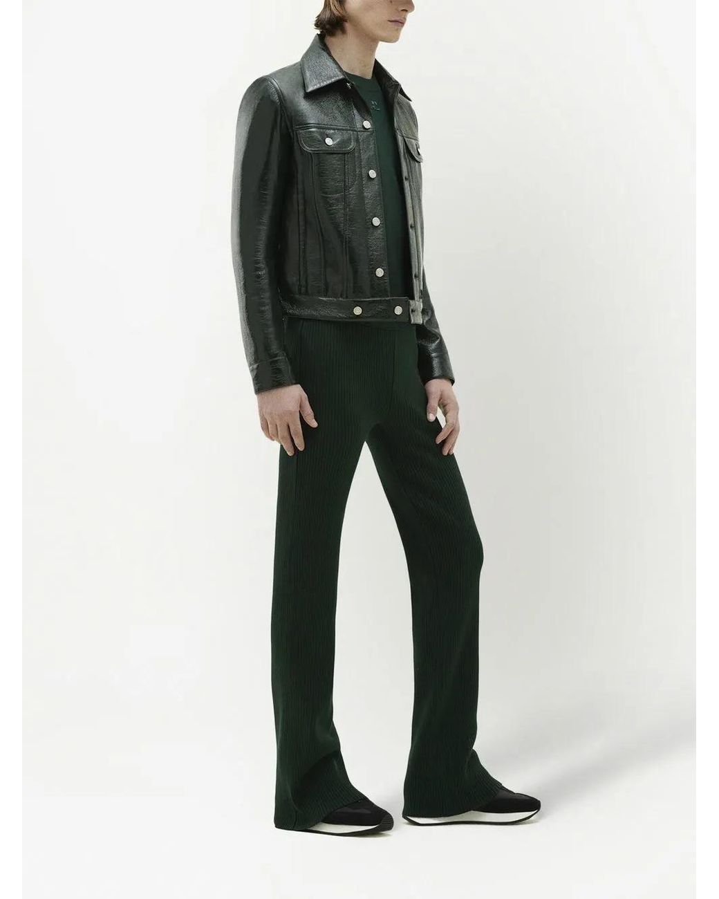 Courreges Green Vinyl V-Cut Trucker Jacket for men