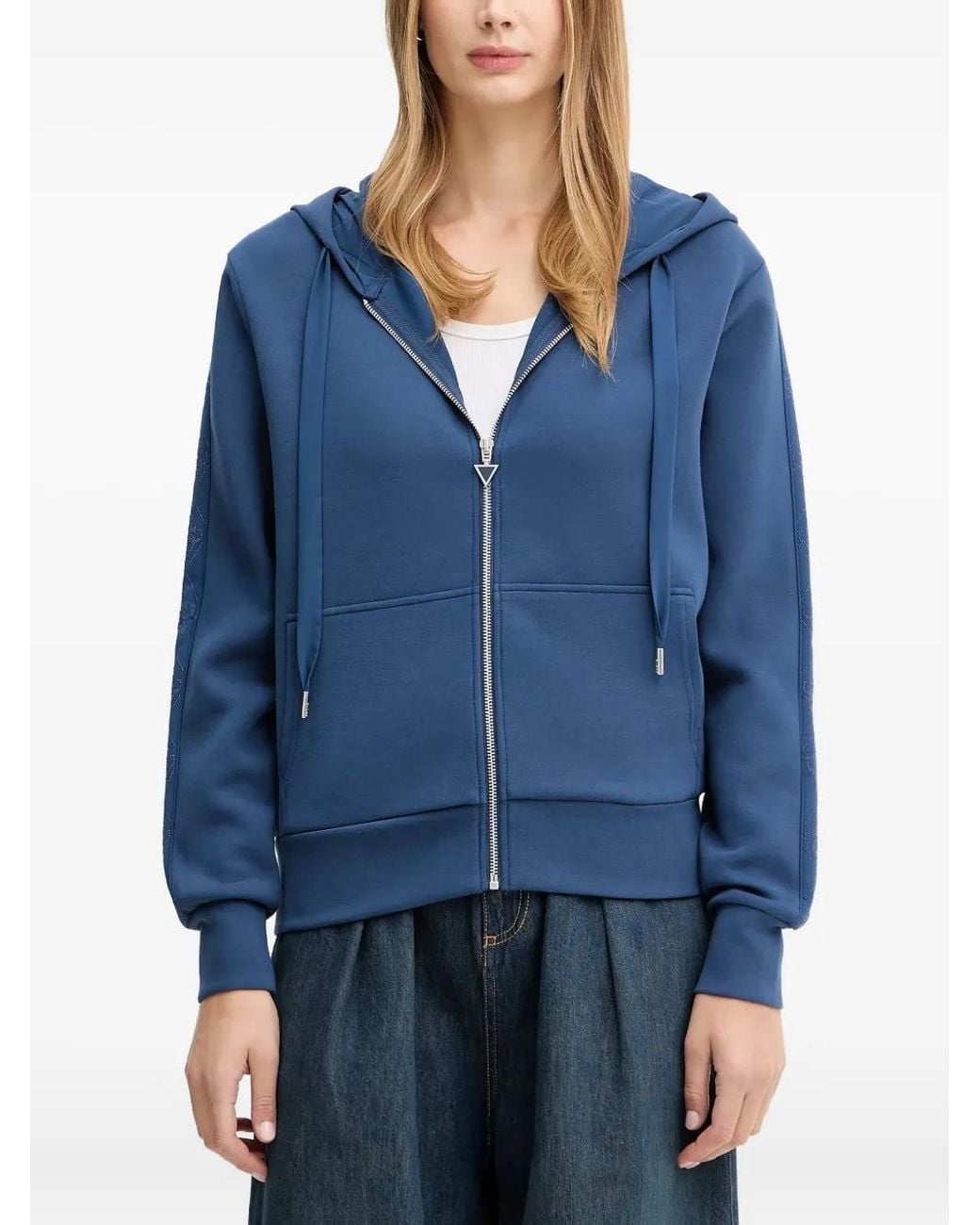 Guess Blue Zip-Detail Hoodie