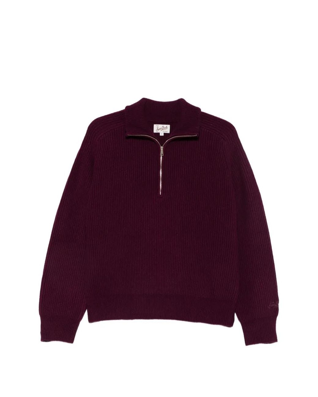 Mc2 Saint Barth Purple Isalyn Ribbed-Knit Quarter-Zip Sweater