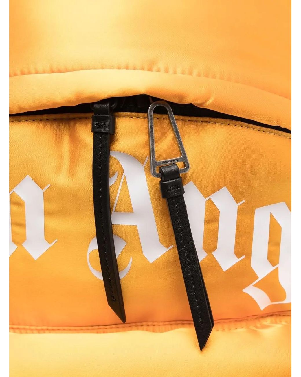 Palm Angels Yellow Curved Logo Leather Backpack for men