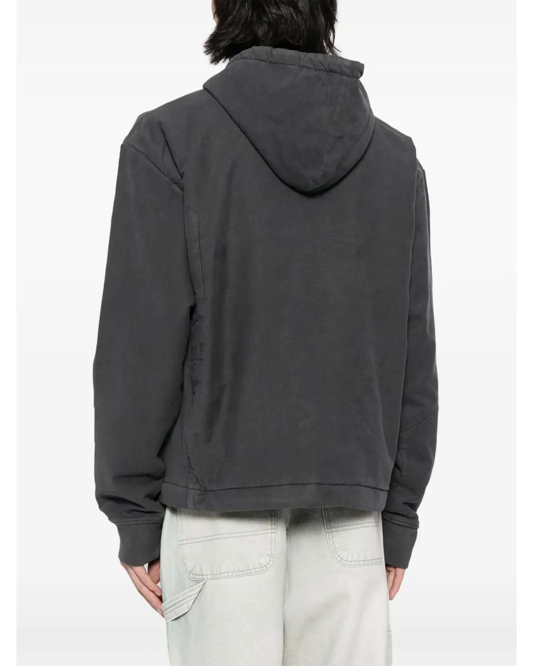 Objects IV Life Gray Logo-Plaque Drawstring Hoodie for men