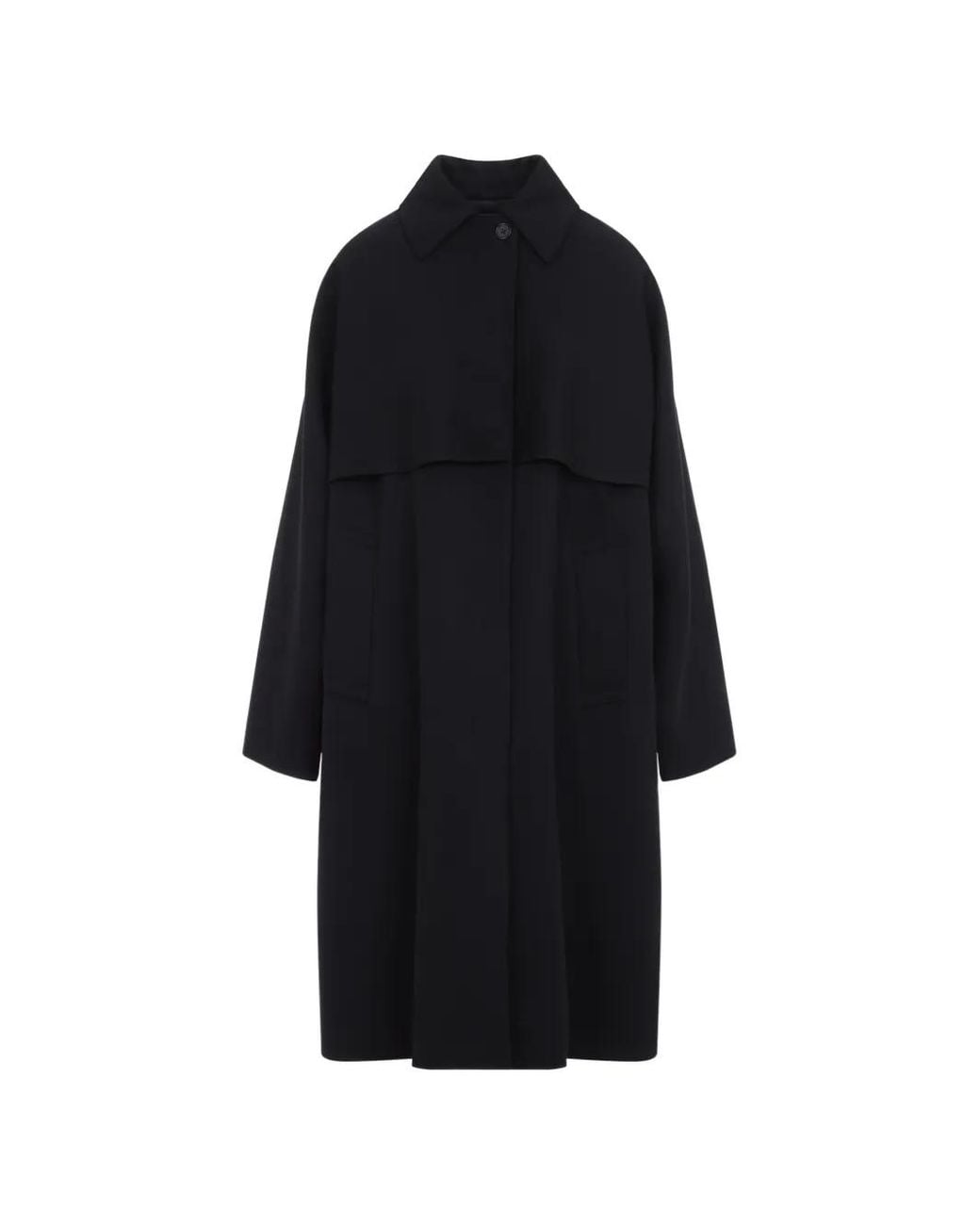 Jil Sander Black Storm-Flap Wool Coat