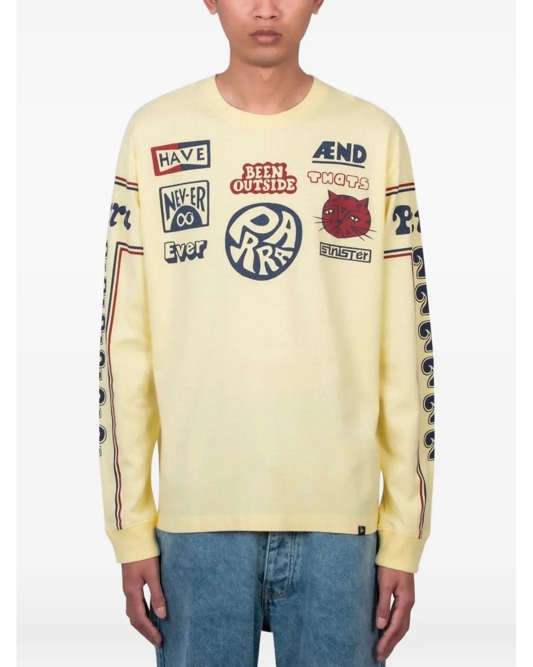 by Parra Natural Graphic-Print Long-Sleeve T-Shirt for men