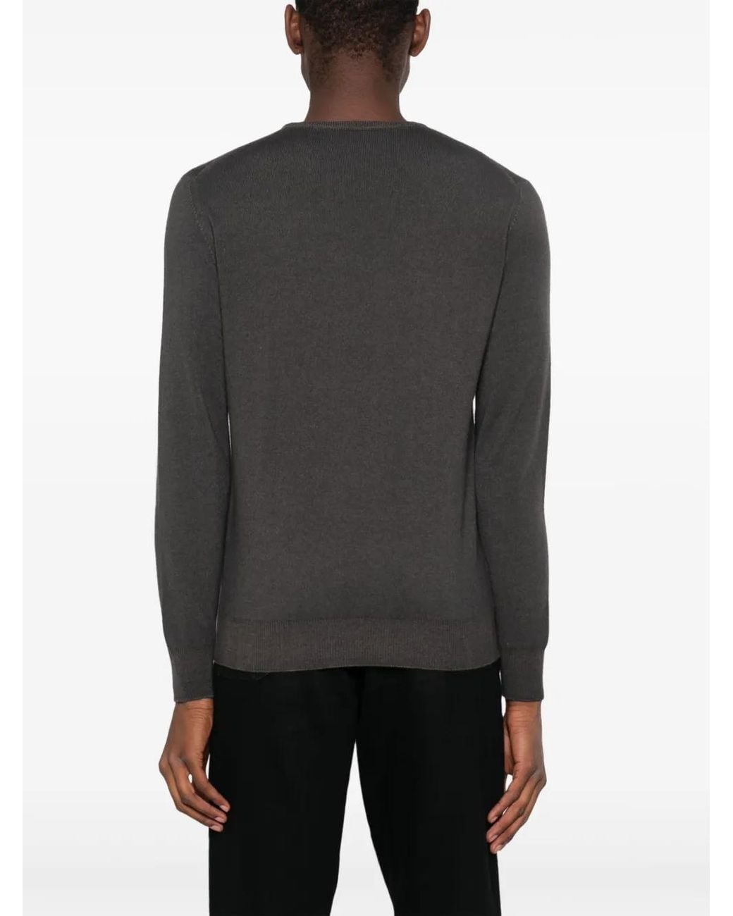 Dell'Oglio Gray Crew-Neck Merino-Wool Jumper for men