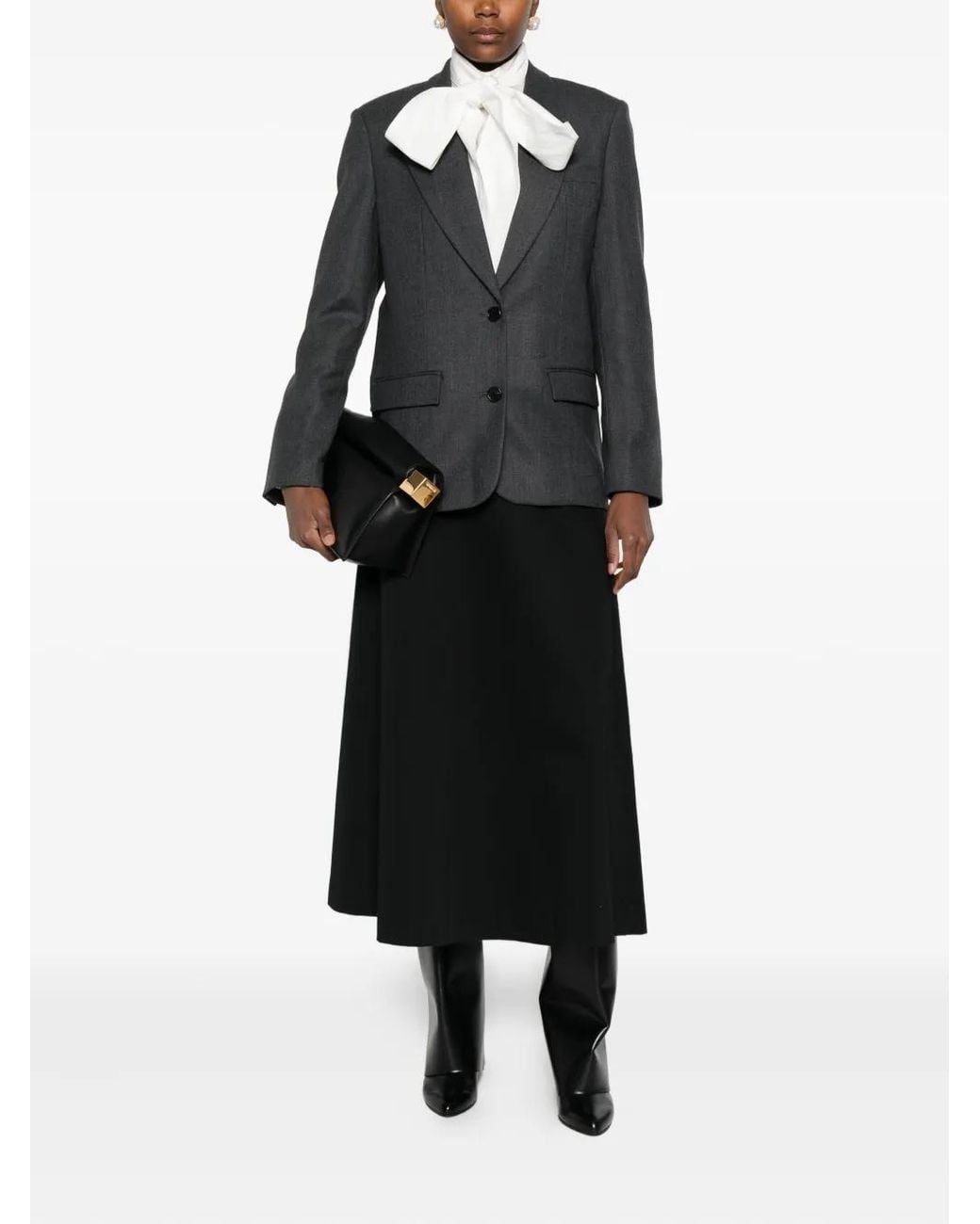 Anine Bing Gray "Ross" Single-Breasted Blazer Jacket