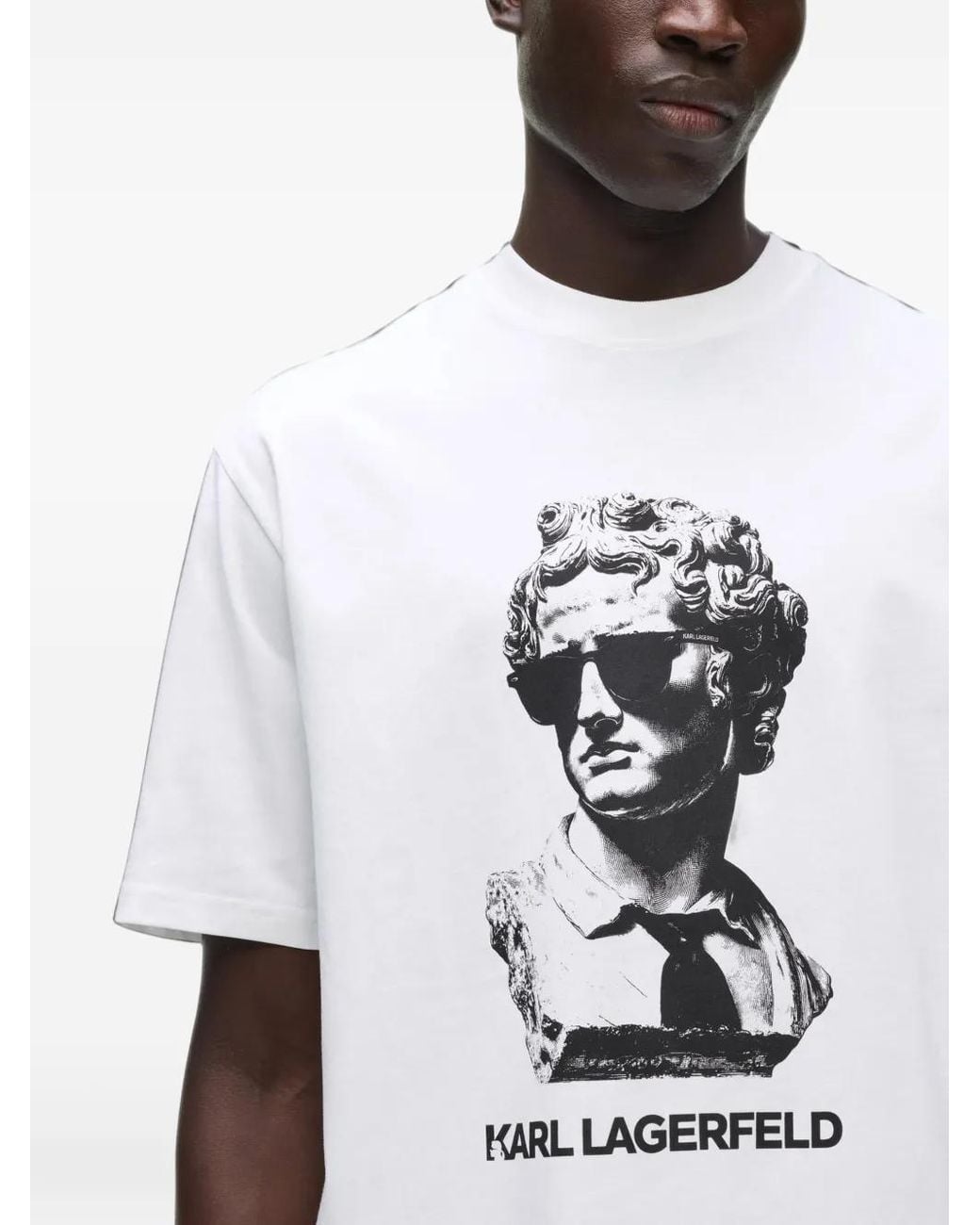 Karl Lagerfeld White Rome Statue-Print T-Shirt for men