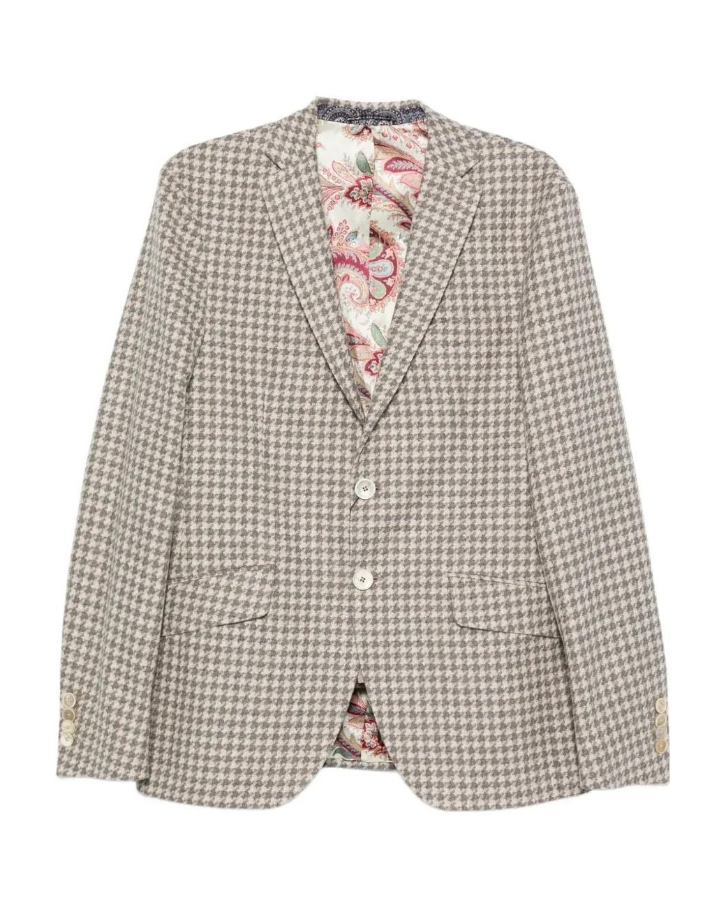 Etro Gray Houndstooth-Pattern Jacket for men
