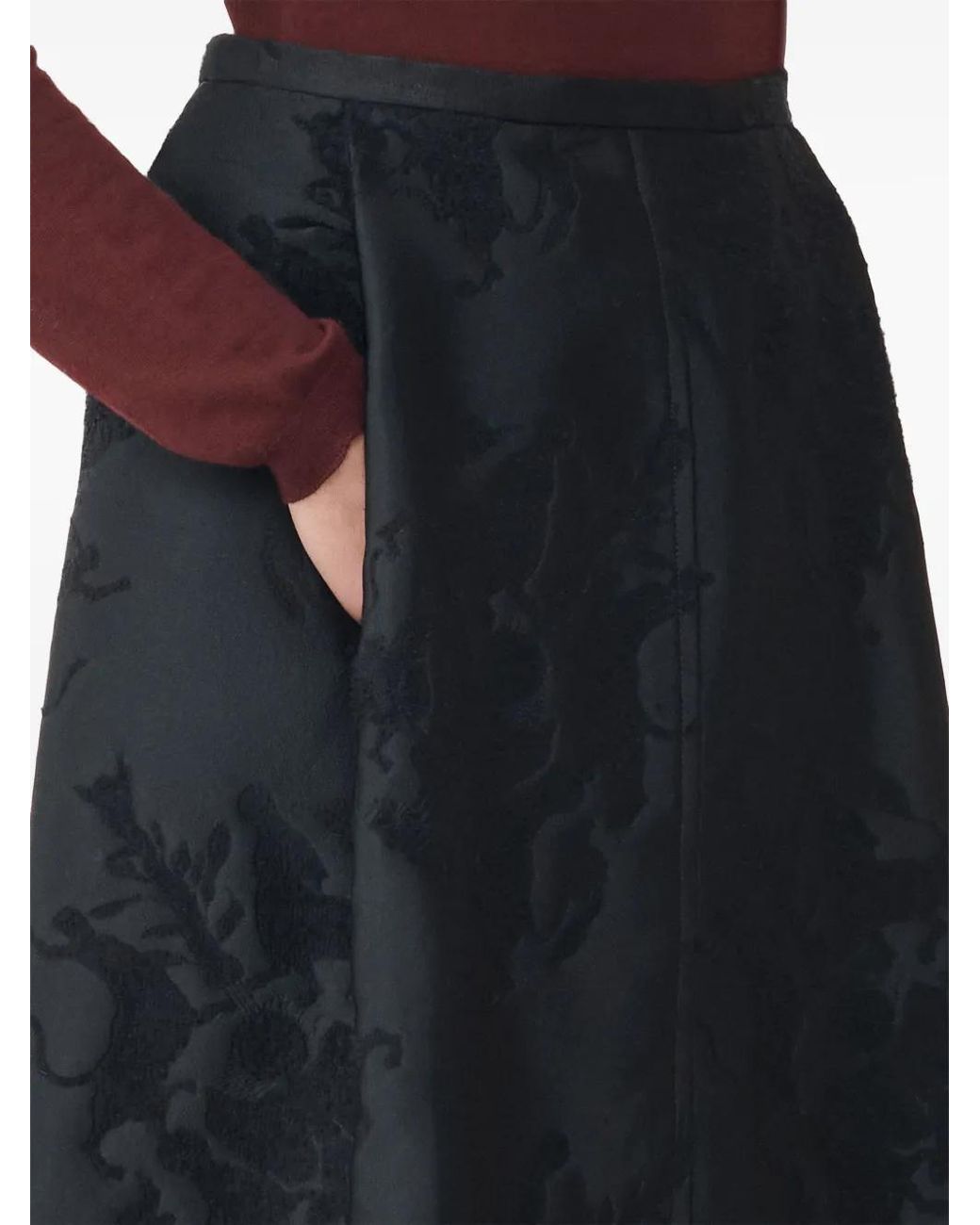 Fabiana Filippi Black Jacquard Midi Skirt
