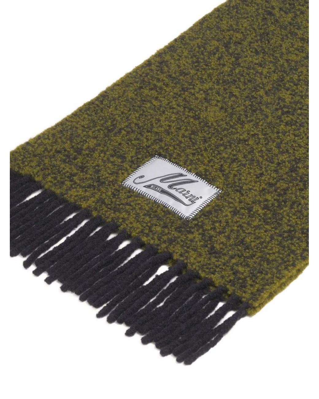 Marni Green Bouclé Alpaca-Blend Scarf