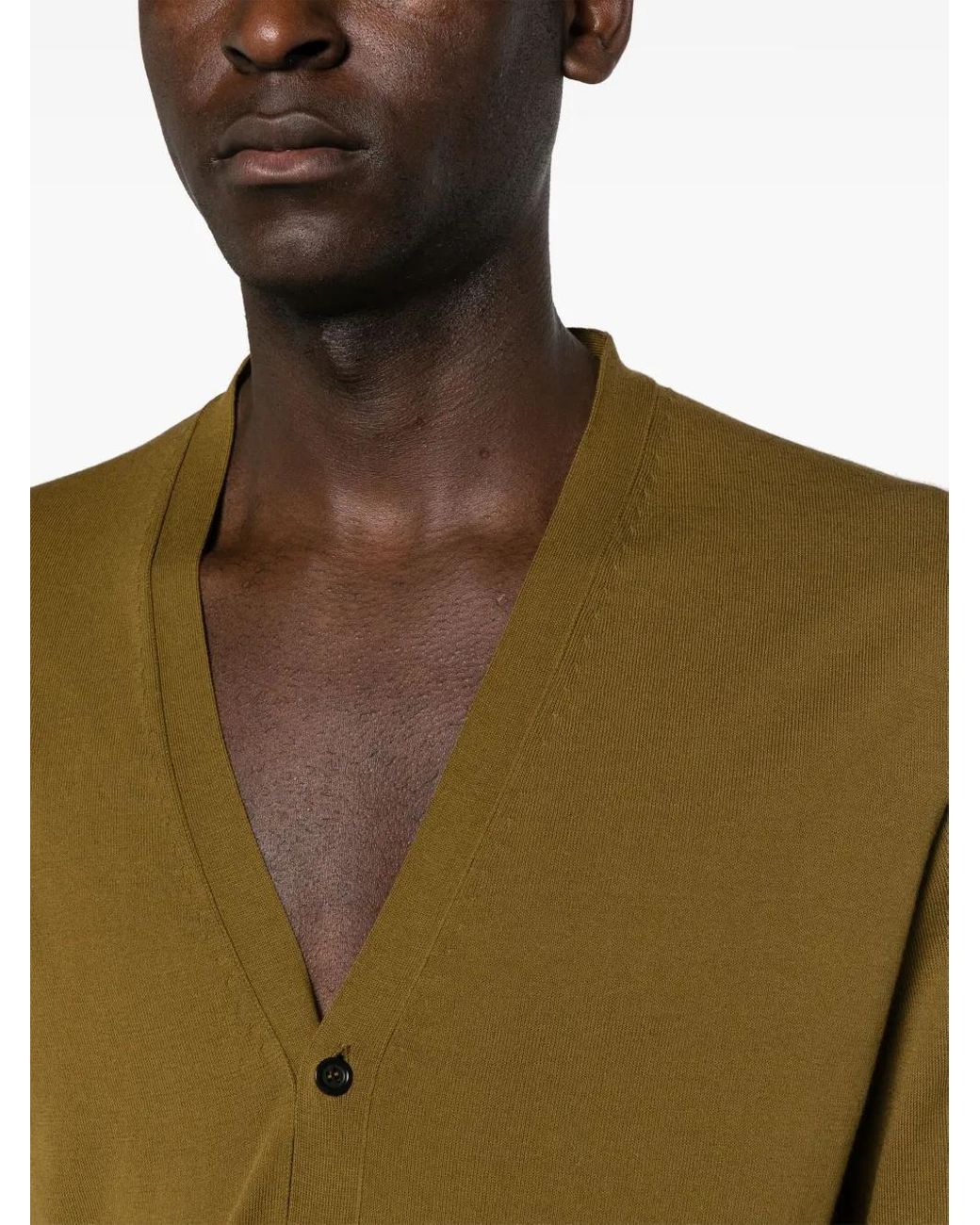 Roberto Collina Green Button-Up Fine-Knit Cardigan for men
