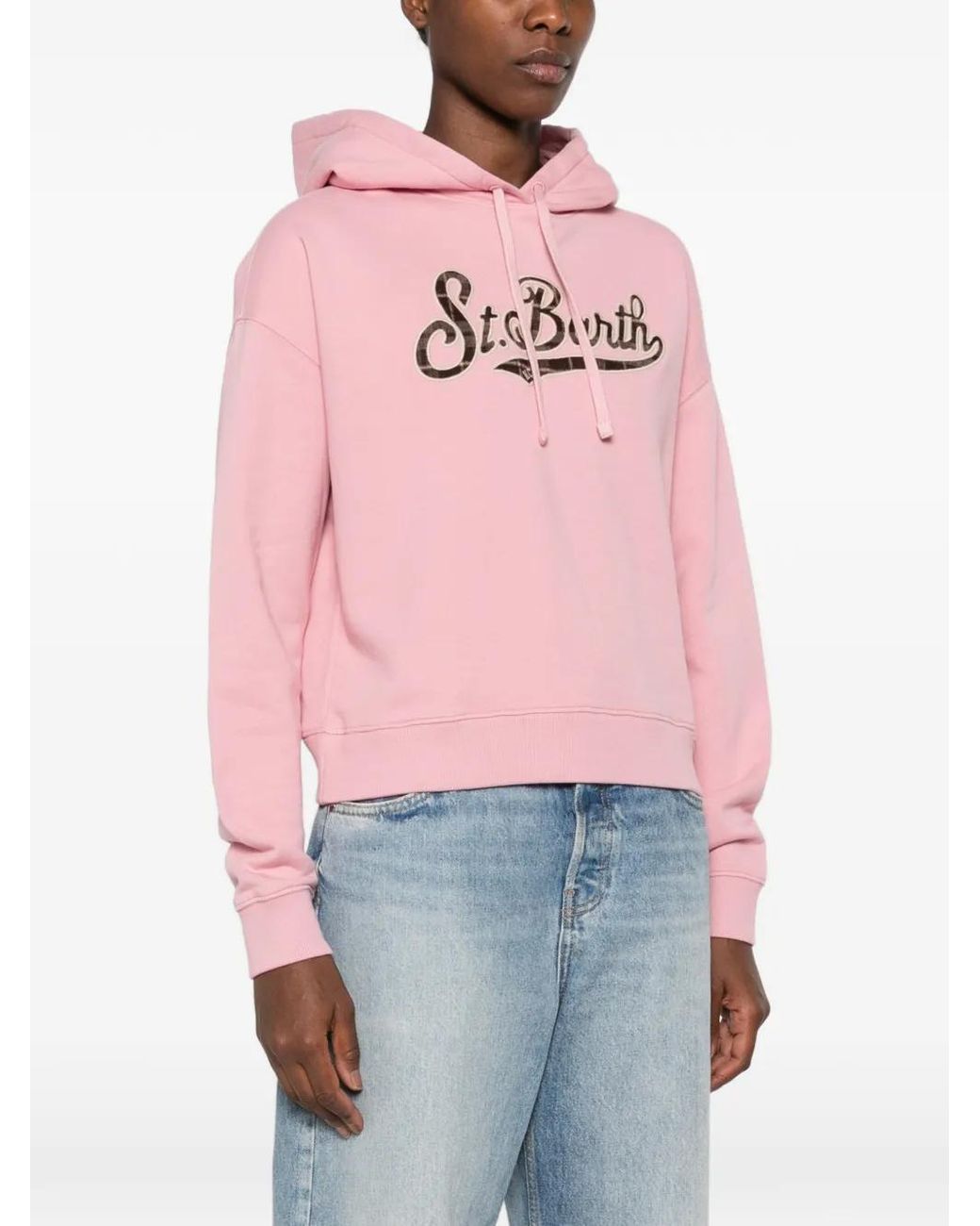Mc2 Saint Barth Pink Mindy Logo-Patch Drawstring Hoodie