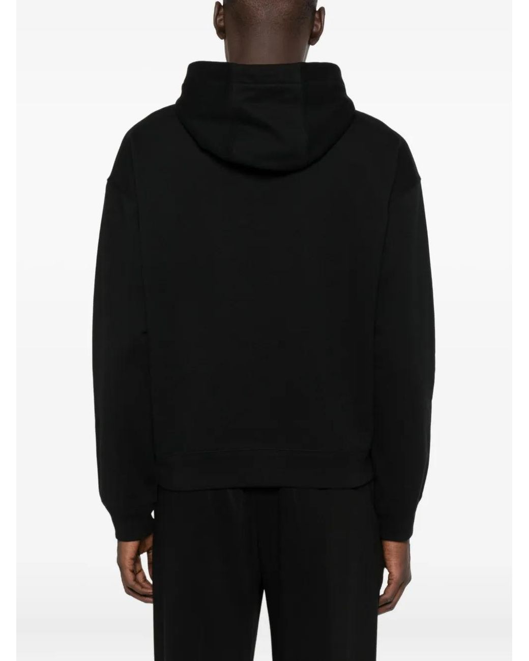 Versace Black Graphic Print Hoodie With Drawstring And Kangaroo Pocket for men