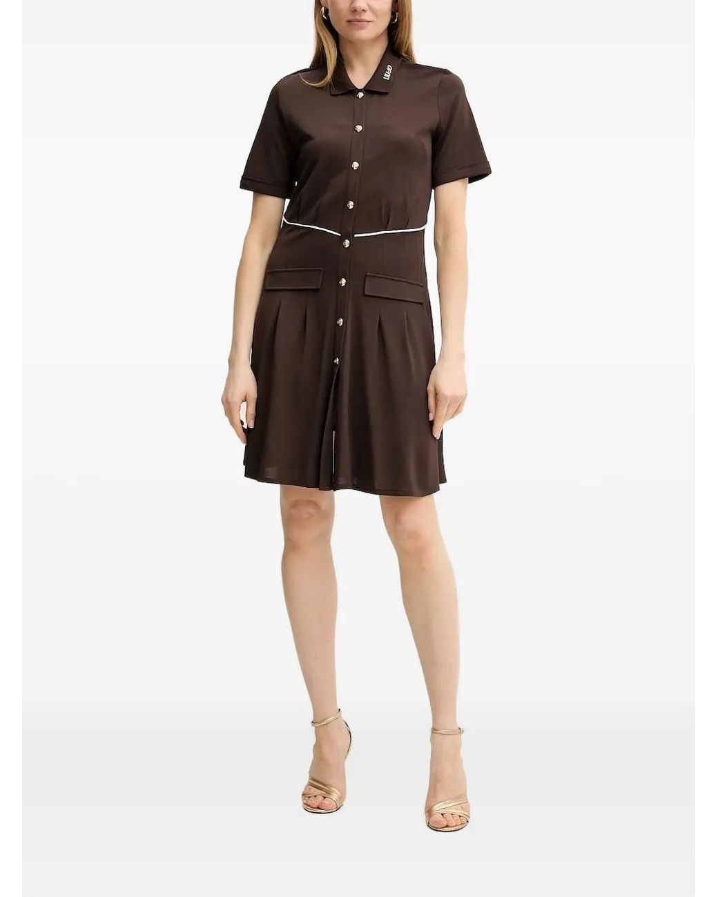 Liu Jo Black Button-Down Pleated Mini Dress