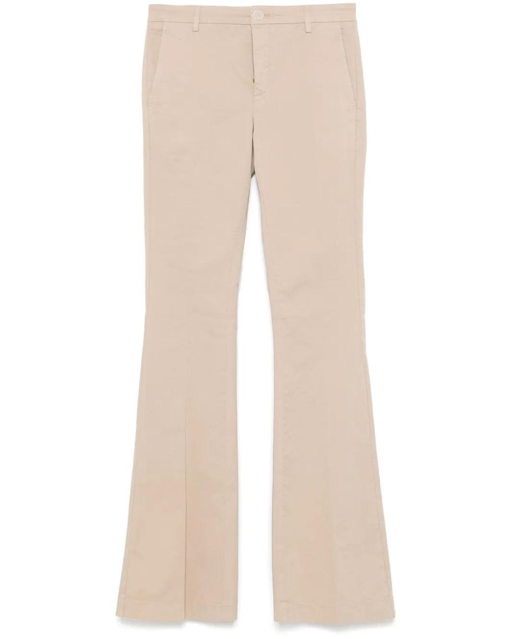 Twinset Natural Flared Twill Trousers