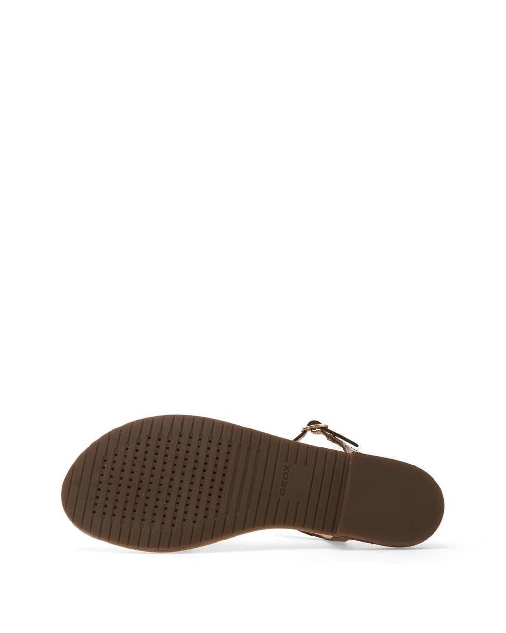 Geox White Sozy S Metallic-Effect Leather Flat Sandals