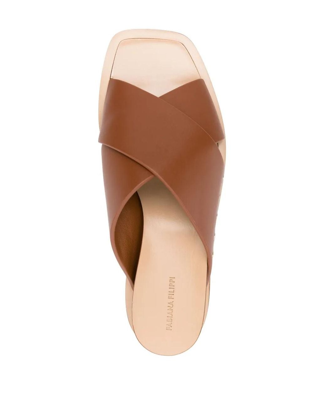 Fabiana Filippi Brown Stud-Detailed Leather Slides