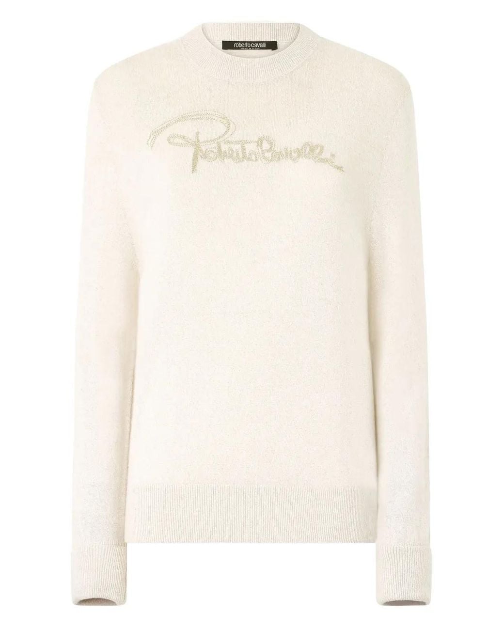 Roberto Cavalli Natural Logo-Embroidered Sweater