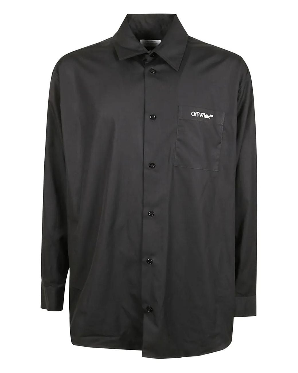 Off-White c/o Virgil Abloh Black Logo-Embroidery Rear-Graphic Shirt for men