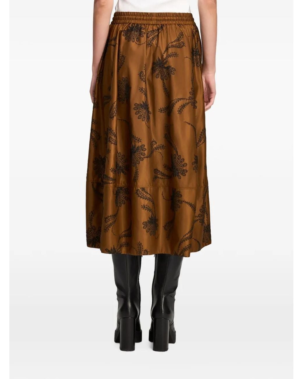 Cinq À Sept Natural Sirani Paisley Fan Embroidered Midi Skirt