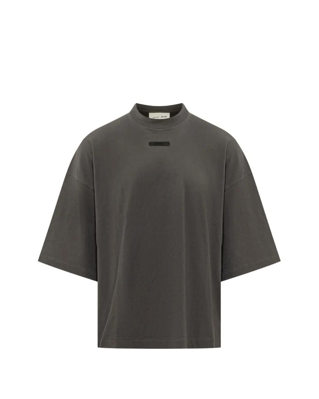 Fear Of God Gray Logo-Print Drop-Shoulder T-Shirt for men