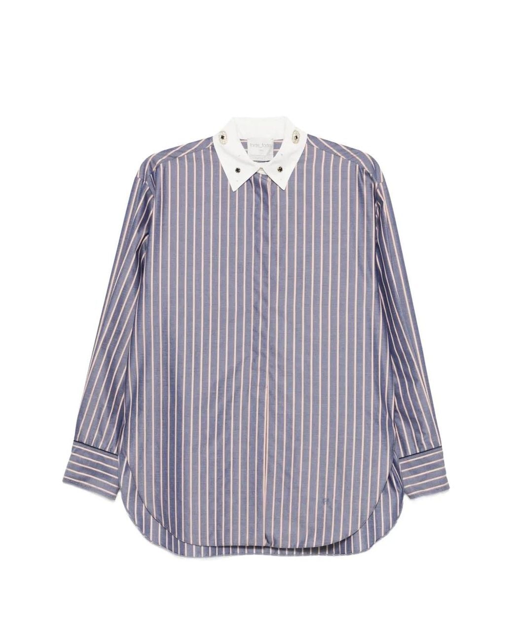 Forte_forte Purple Striped Crystal-Embellished Shirt