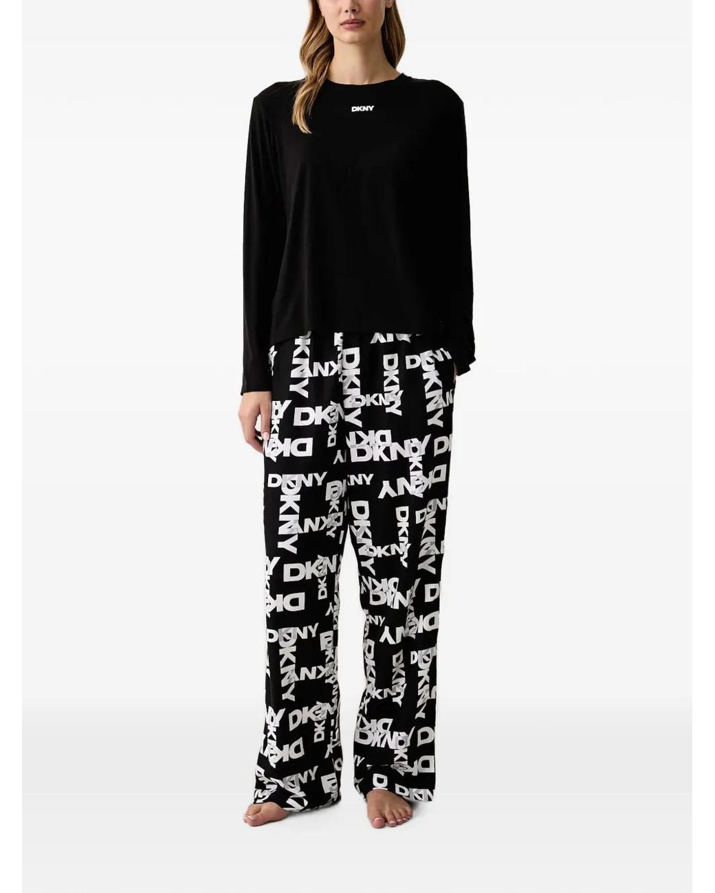 DKNY Black Logo-Print Pajama Set