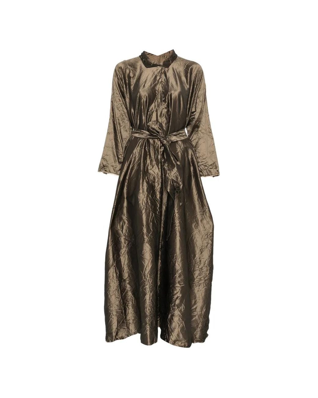Daniela Gregis Natural Crinkled-Finish Maxi Dress