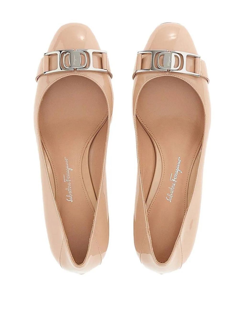 Ferragamo Natural Vara Chain Pumps
