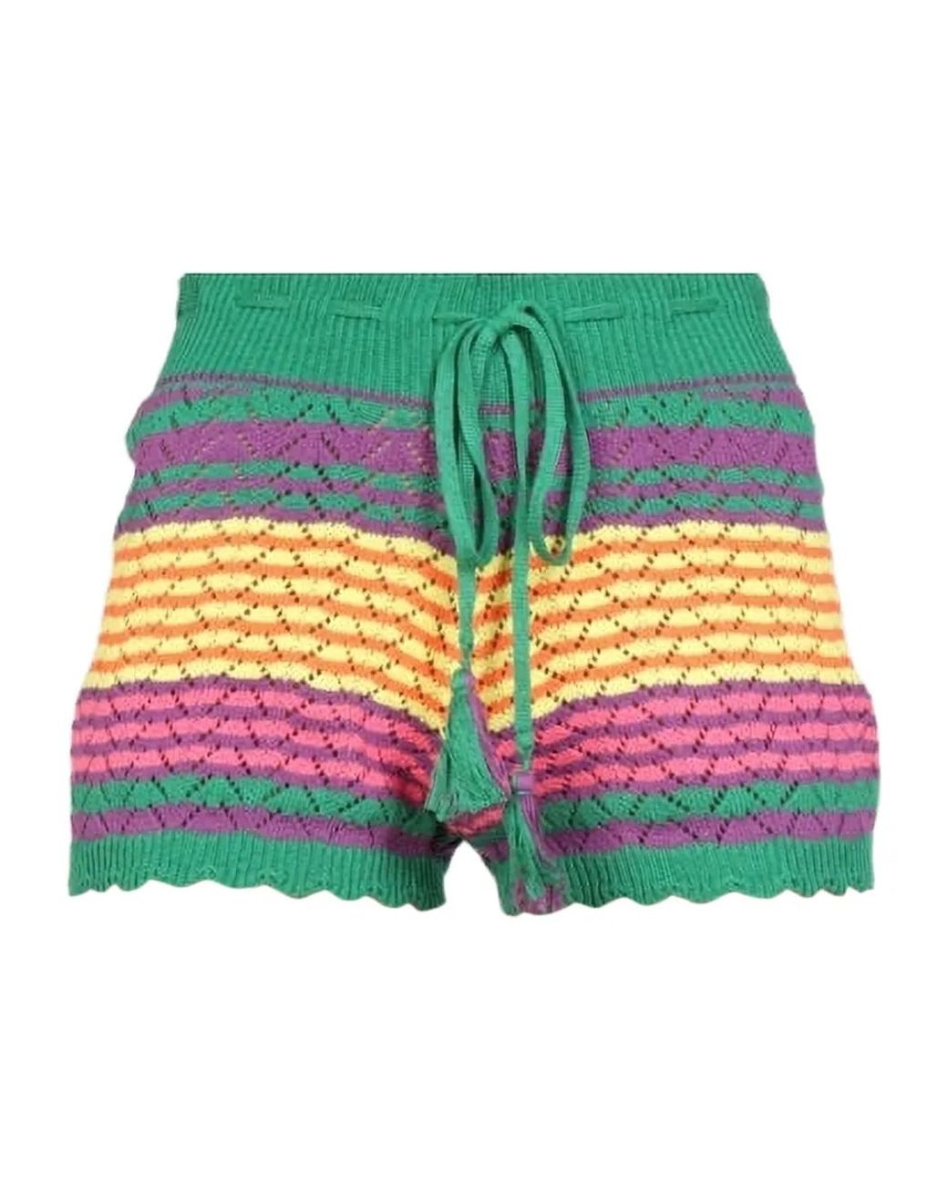 Gallo Green Tassel-Detail Drawstring Shorts