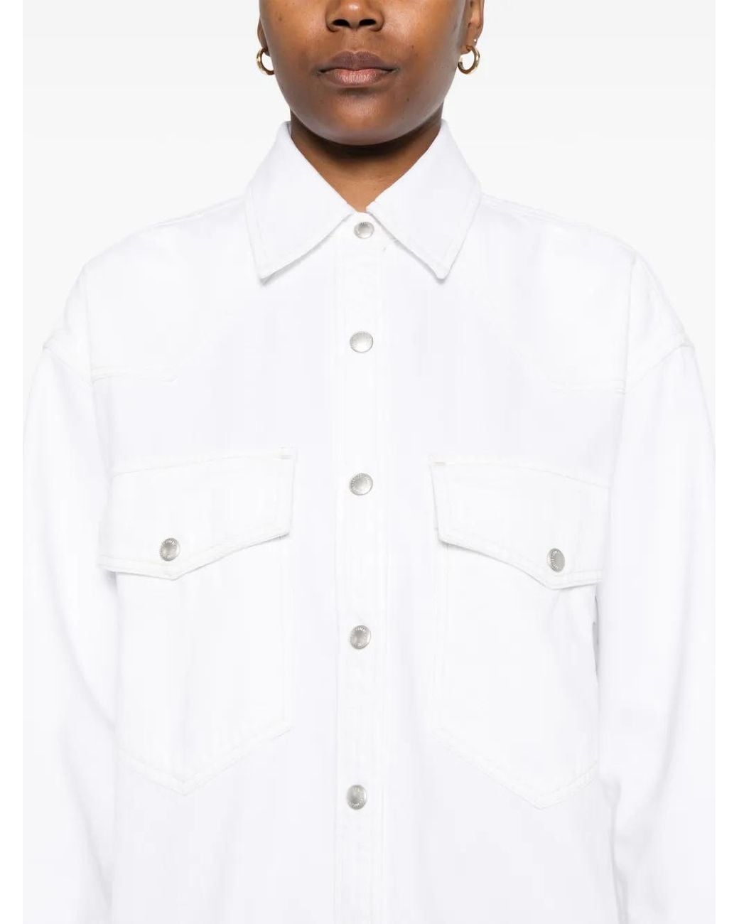 Agolde White Press-Stud Shirt