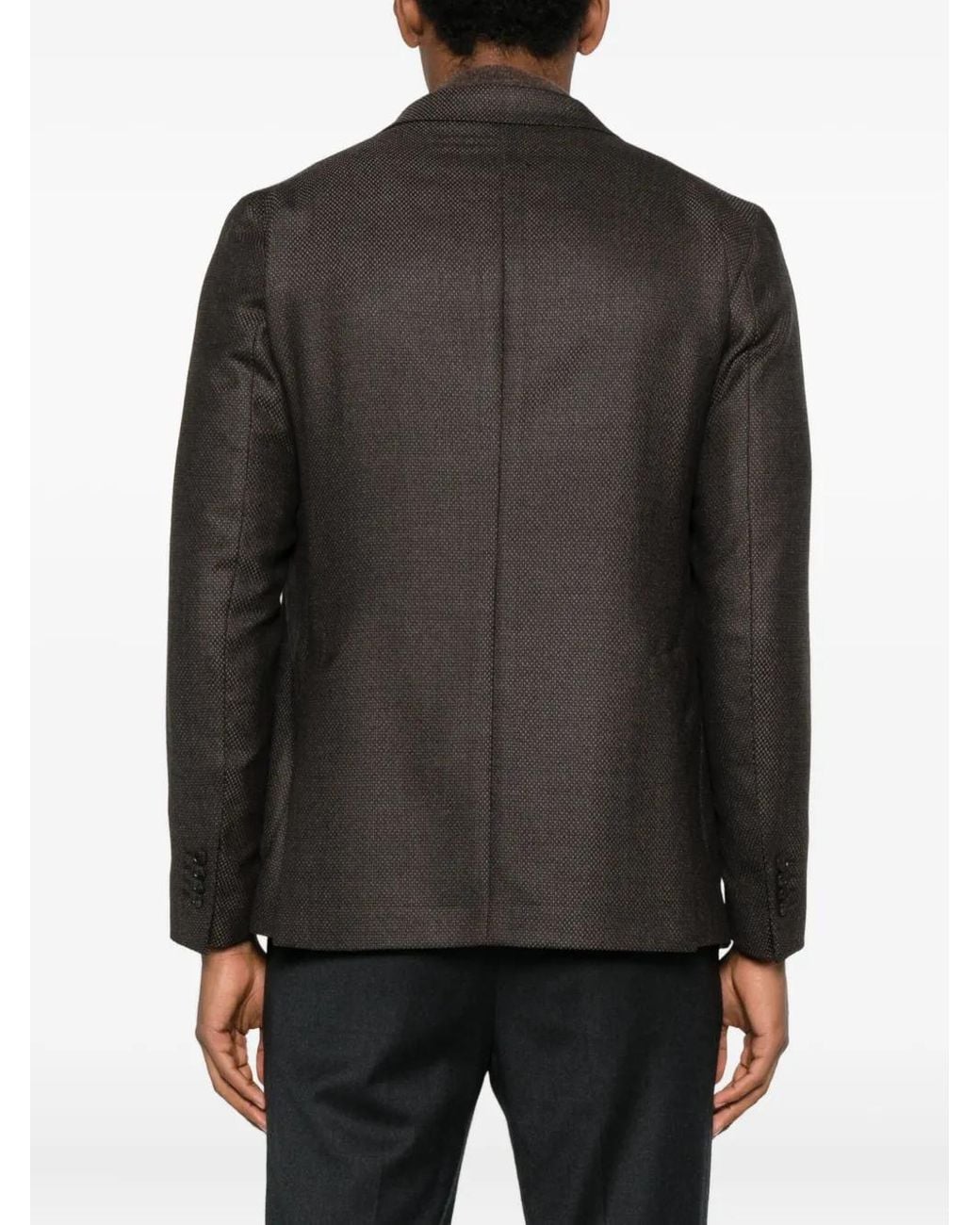 Tagliatore Black Buttoned Patch Pocket Jacket for men