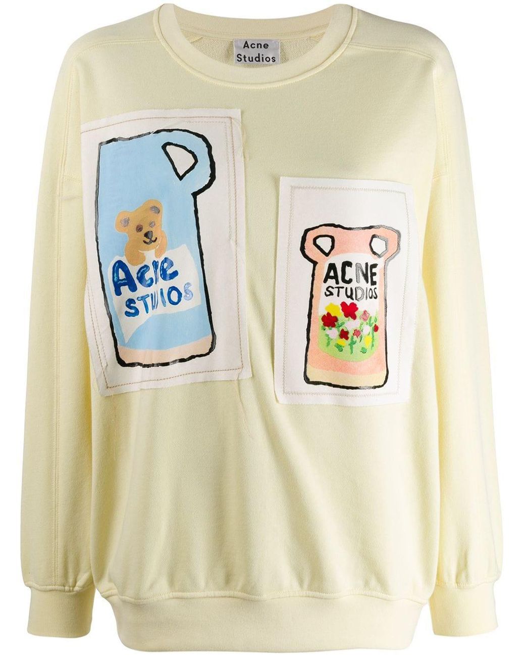 Acne Studios Grant Levy Lucero Stitched Patches Sweatshirt in Yellow Lyst