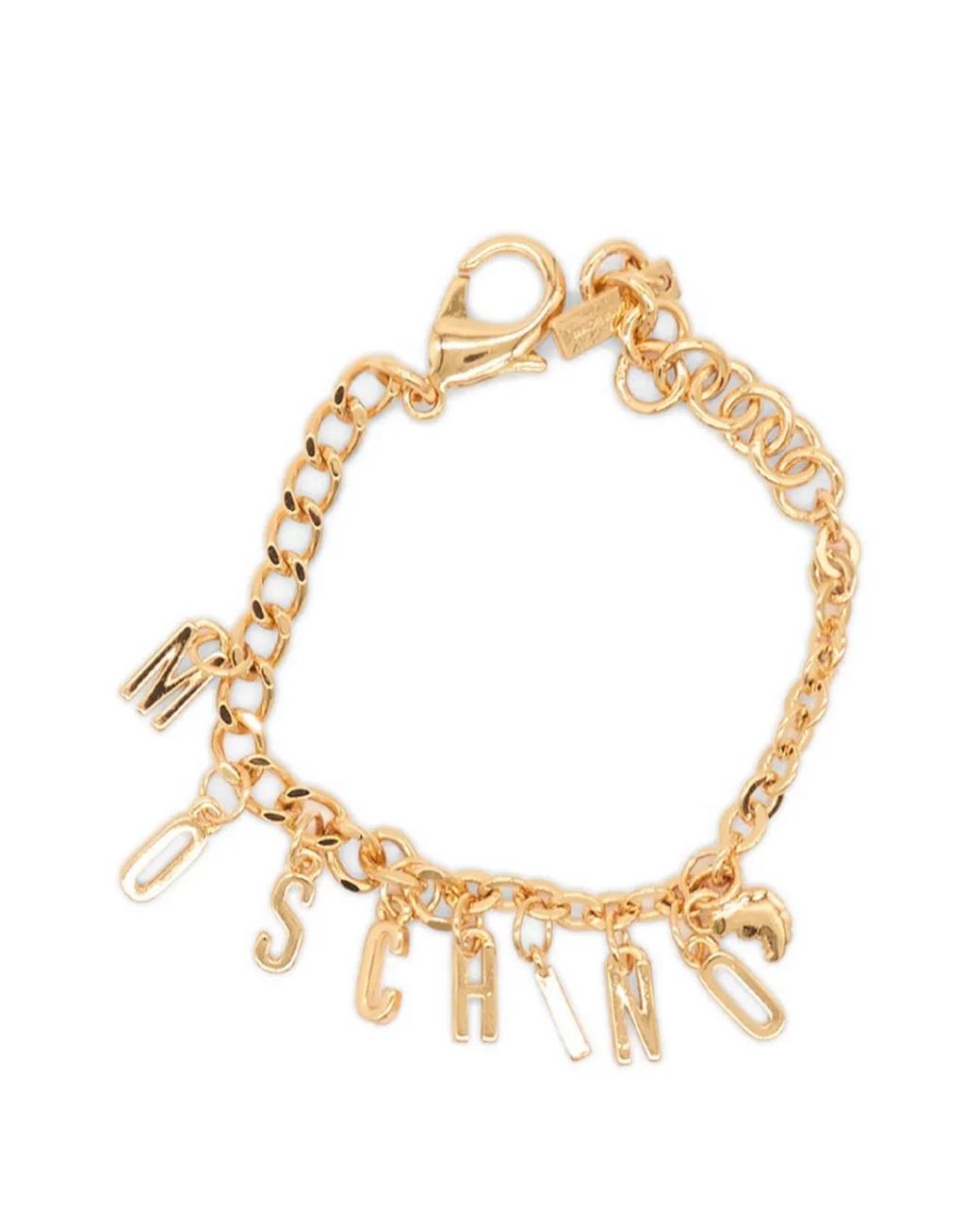 Moschino Metallic Logo-Charm Chain Bracelet