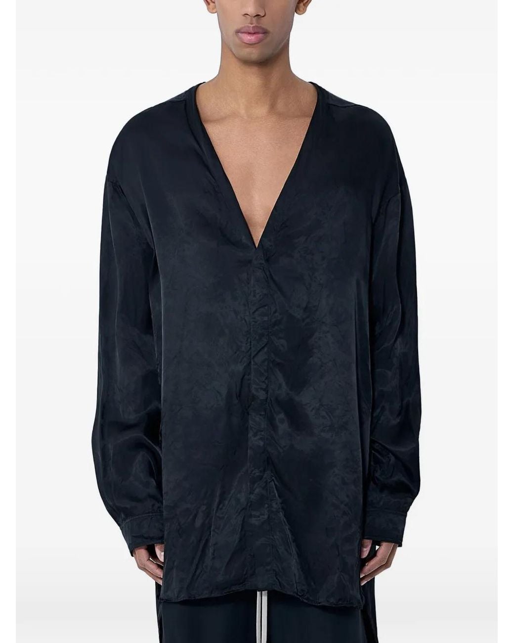 Rick Owens Blue V-Neck Shirt for men