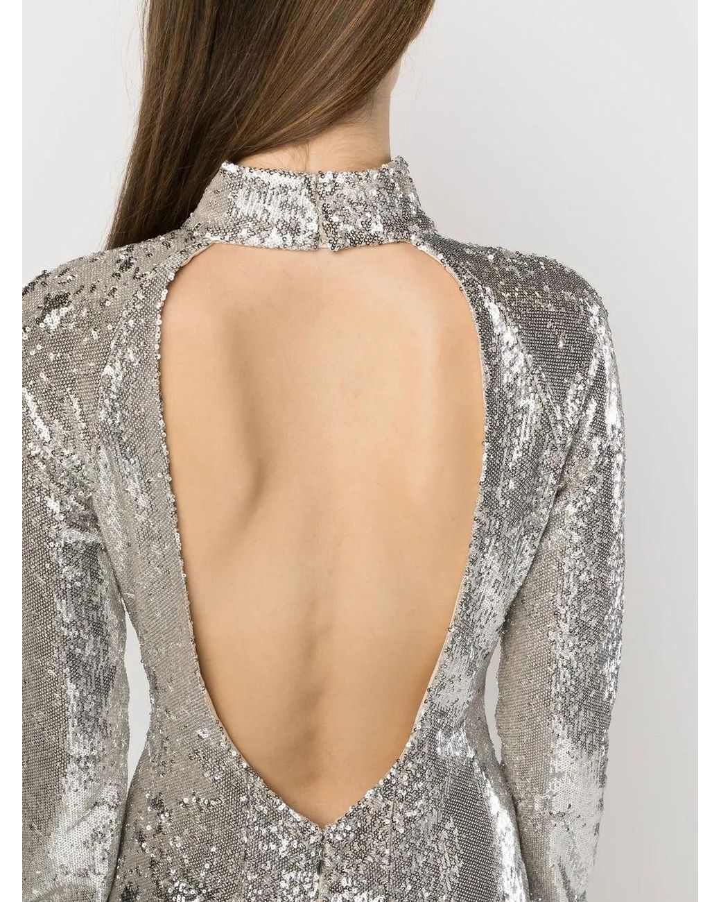 Givenchy Gray Open-Back Sequin Gown