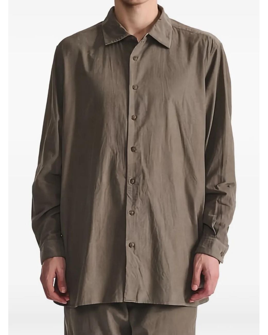 Casey Casey Brown Button-Down Long-Sleeve Shirt for men