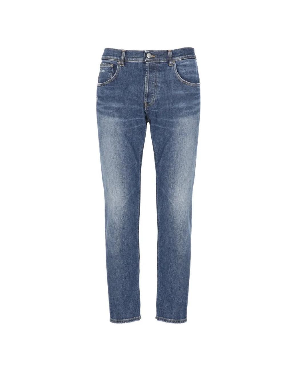 Dondup Blue Faded-Effect Distressed Jeans for men