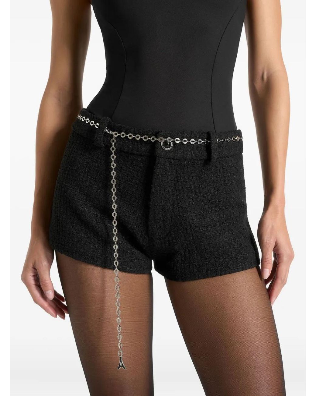 Manière De Voir Black Tweed Mini Shorts With Belt