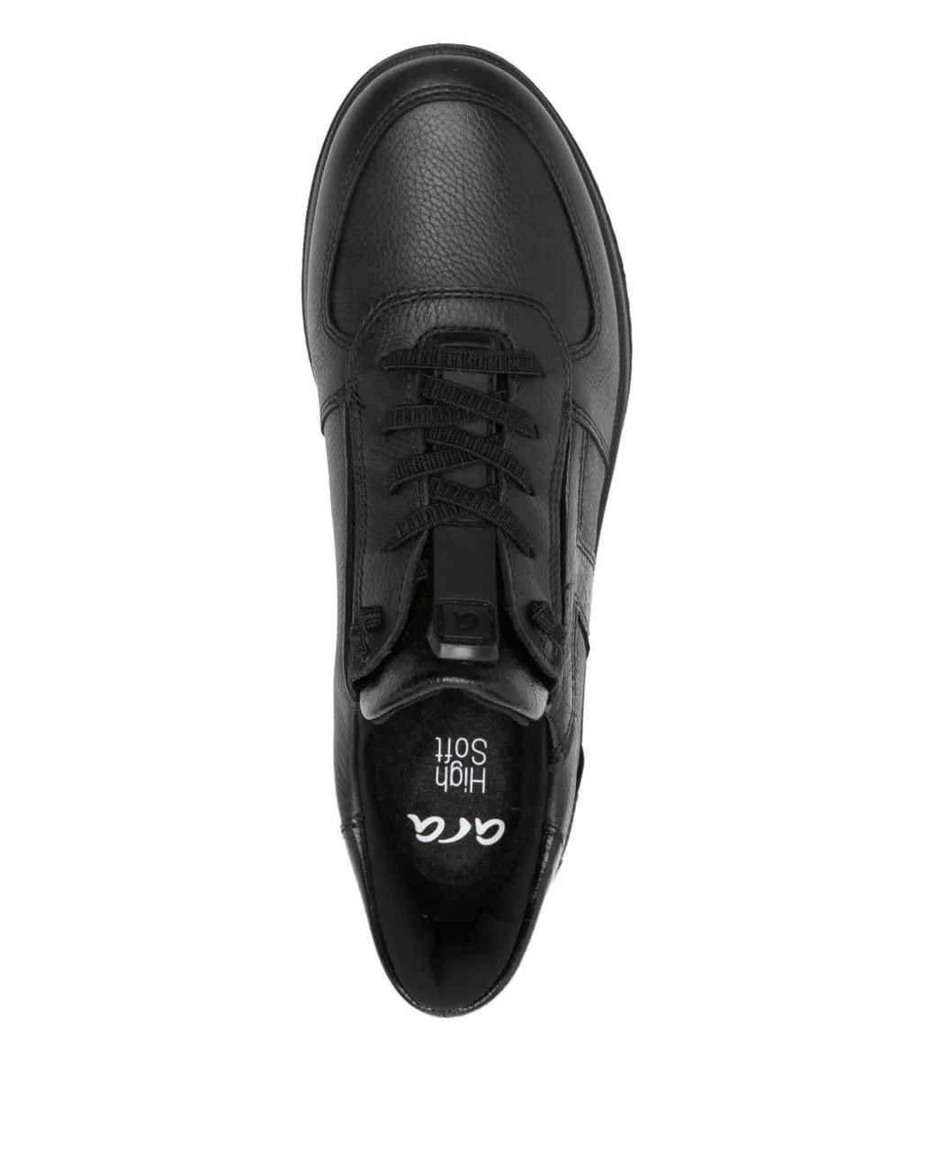 Ara Black Leather Lace-Up Sneakers
