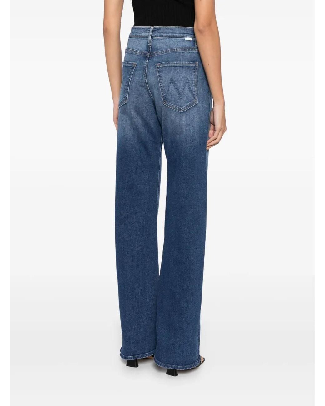 Mother Blue The Lasso Heel Wide-Leg Jeans