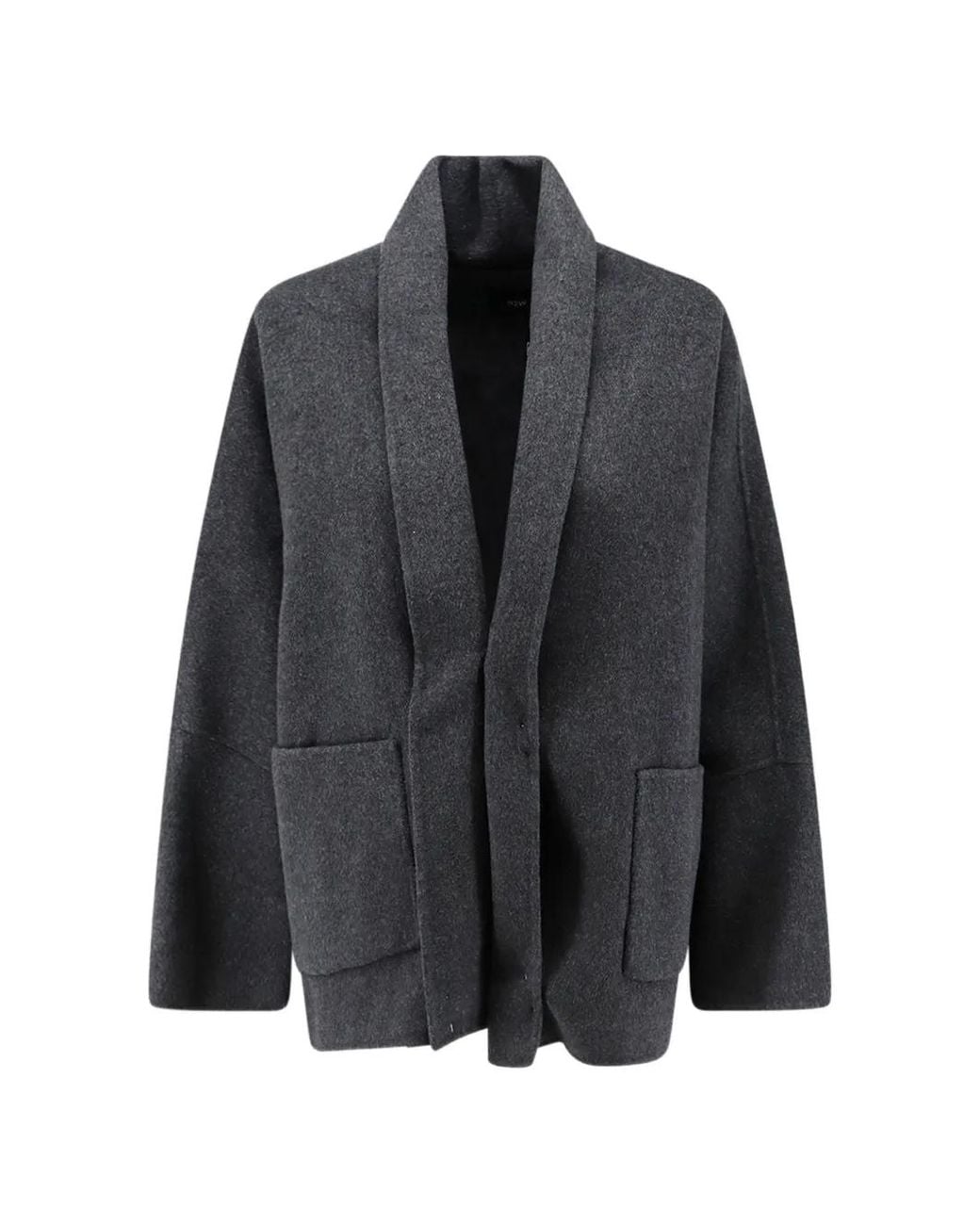 R2W Black Toni Shawl-Collar Patch-Pocket Jacket